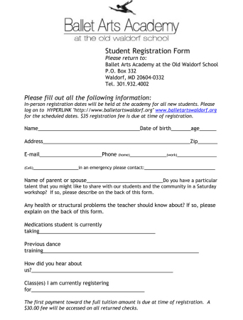 BAA FALL 2010 Registration Form